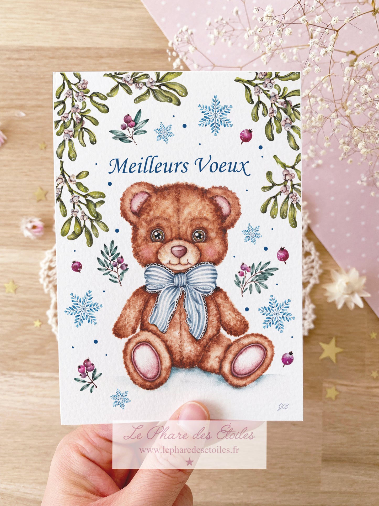Mon Doudou Ourson (bleu) | Carte de Vœux + Enveloppe - 25 %