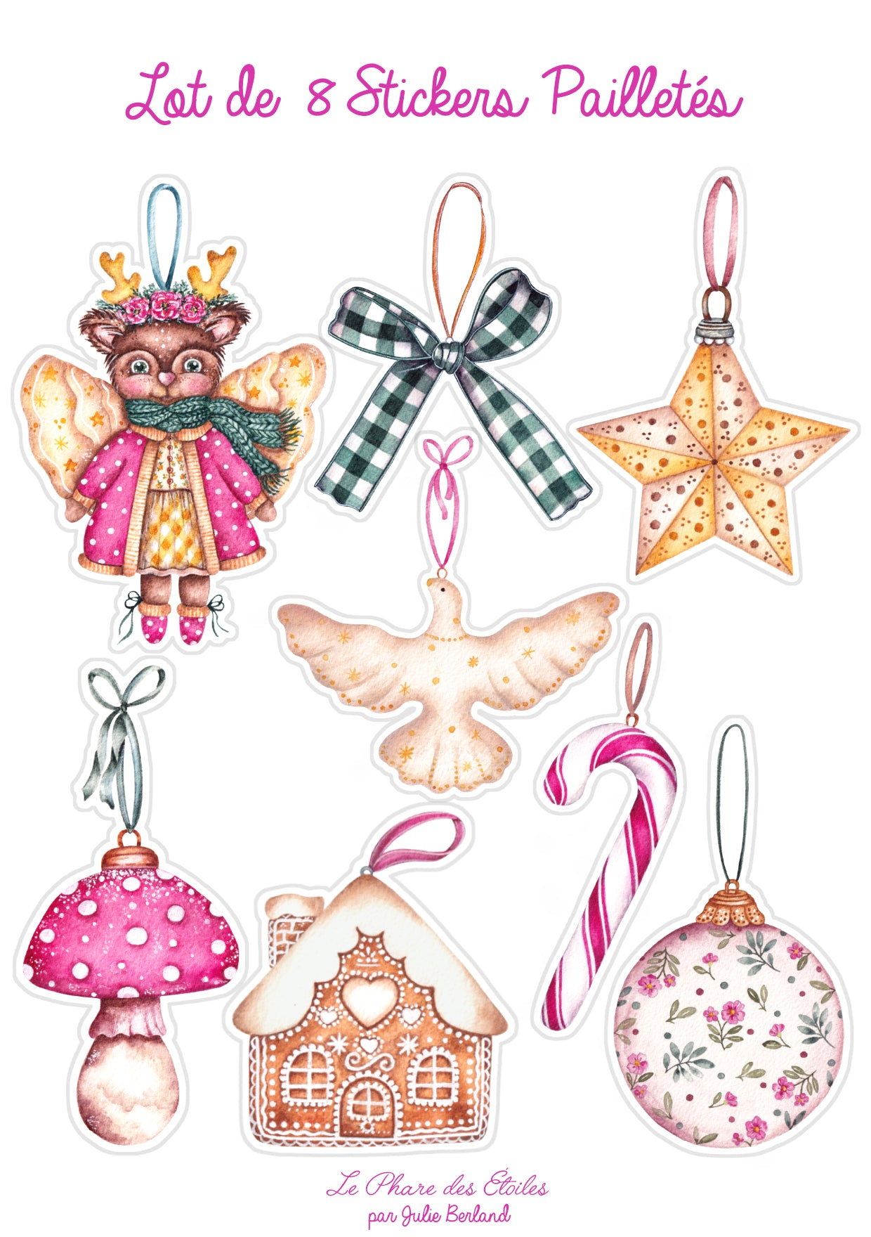 Noël Enchanté | lot de 8 Stickers Pailletés -30%
