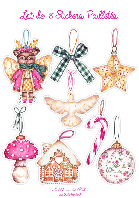 Noël Enchanté | lot de 8 Stickers Pailletés -30%