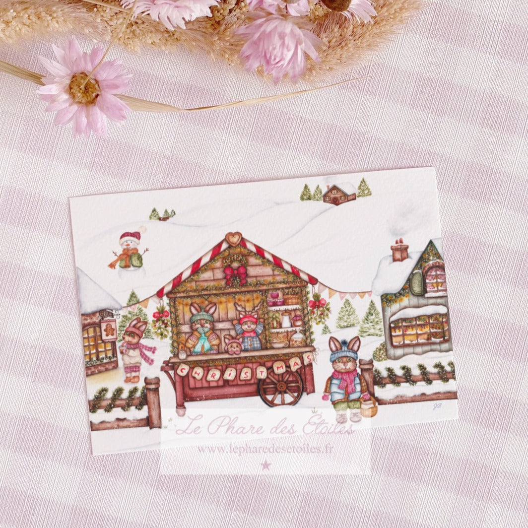 carte de voeux carte de noël christmas papeterie illustrée à l'aquarelle www.lepharedesetoiles.fr Le Pharedesetoiles.fr