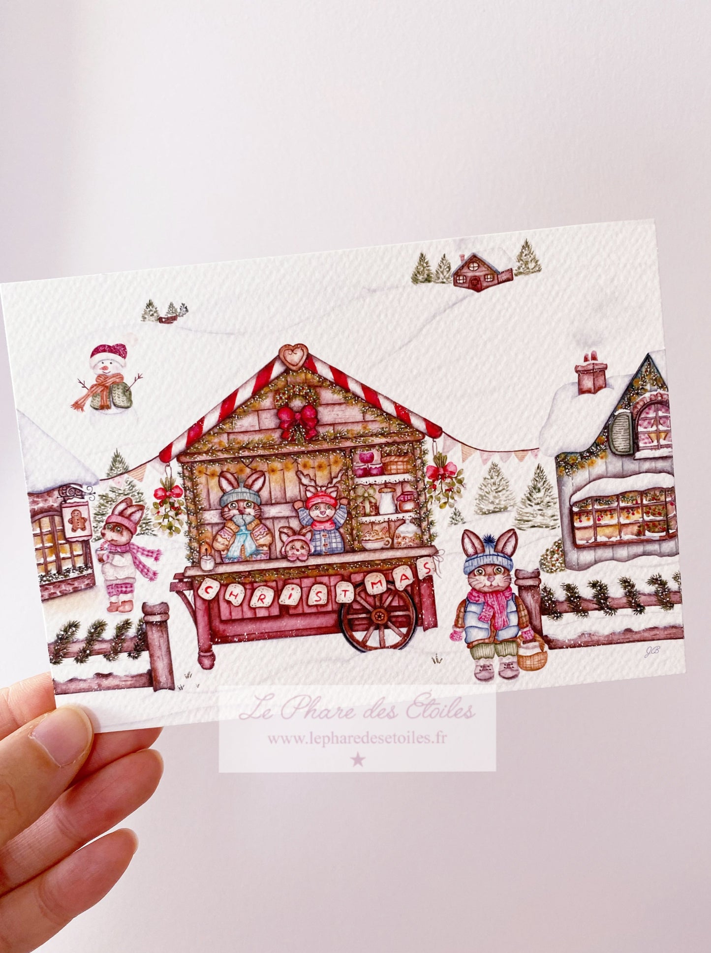carte de voeux carte de noël christmas papeterie illustrée à l'aquarelle www.lepharedesetoiles.fr Le Pharedesetoiles.fr