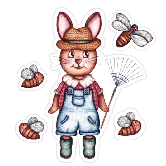 Célestin avec ses Abeilles | Magnet Illustré