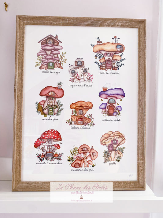 Les Champignons | Cadre + Affiche -20%