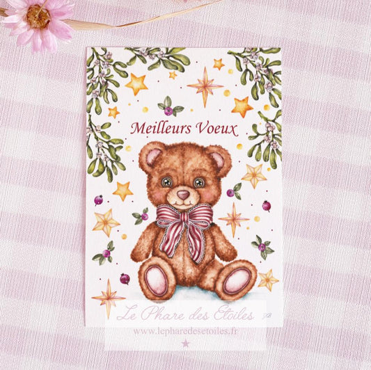 Mon Doudou Ourson (rouge) | Carte de Vœux + Enveloppe