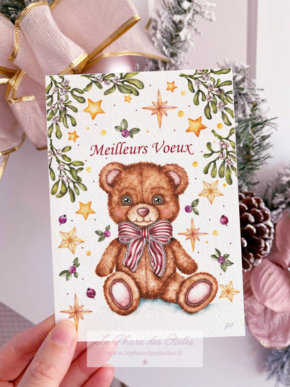 Mon Doudou Ourson (rouge) | Carte de Vœux + Enveloppe
