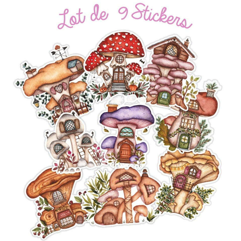 Lot de 9 Stickers Champignons - 60%