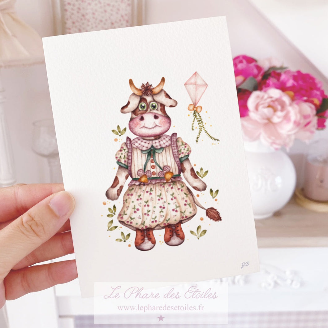 Valentine la Vache | Carte Illustrée