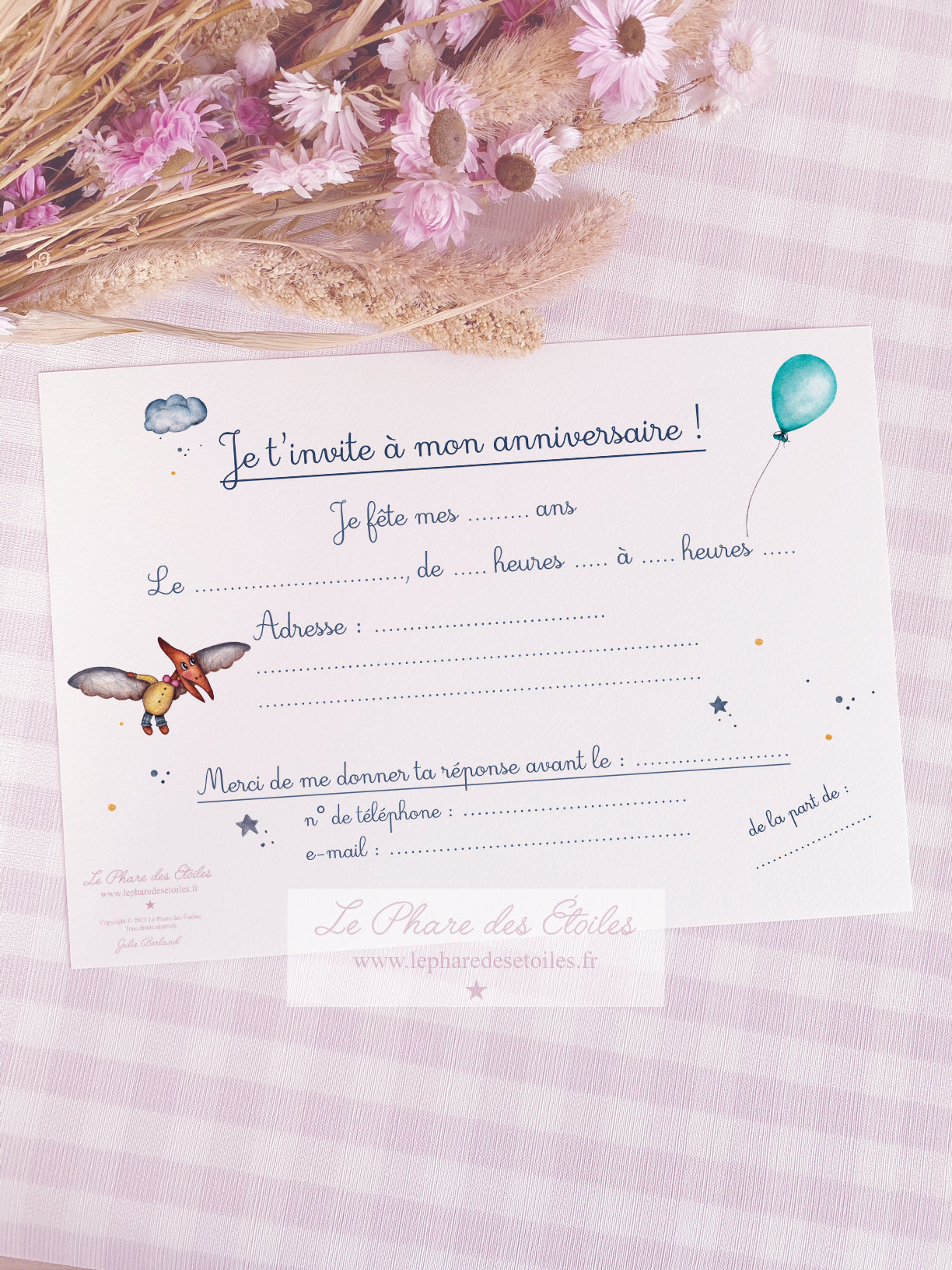 Lot de 6 cartes "Invitation" | Les Dinosaures