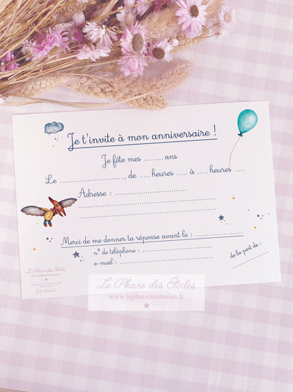 Lot de 6 cartes "Invitation" | Les Dinosaures