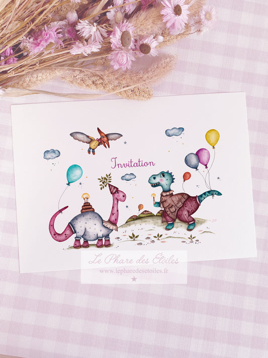 Lot de 6 cartes "Invitation" | Les Dinosaures