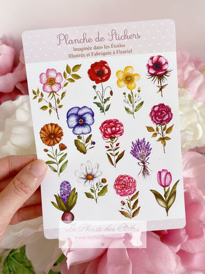 autocollants fleurs planche de stickers www.lepharedesetoiles.fr
