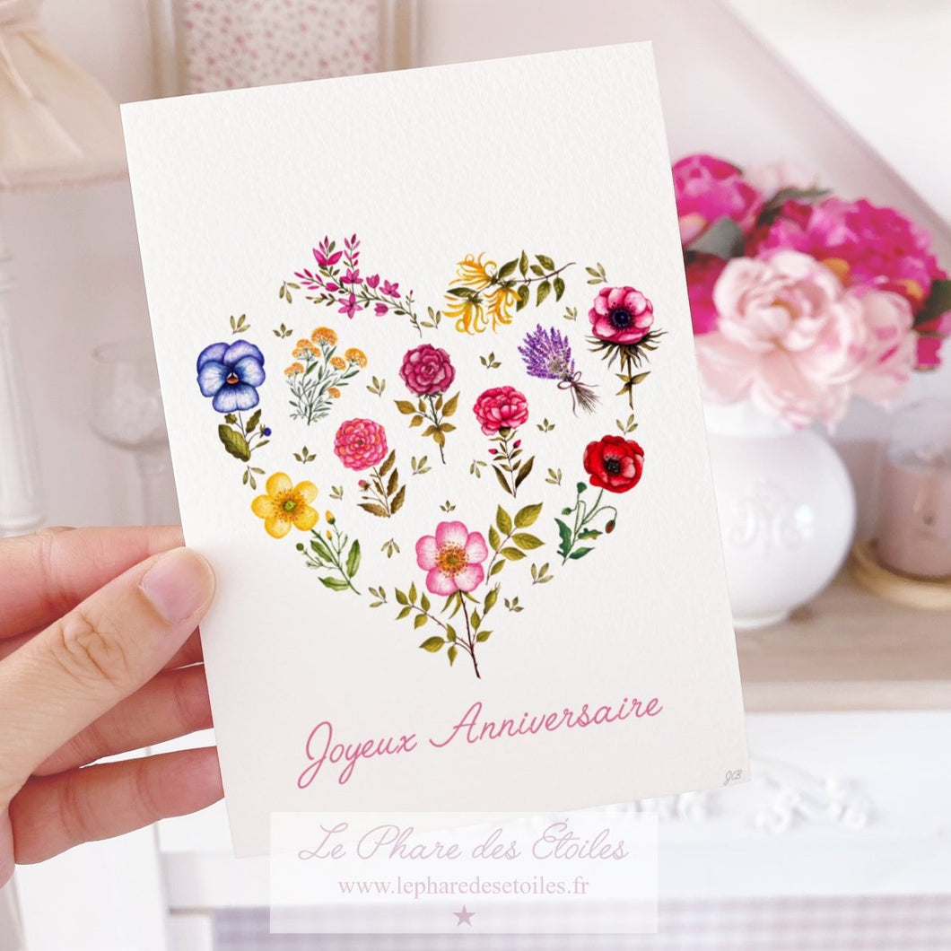 Mon Cœur de Fleurs - Carte Joyeux Anniversaire