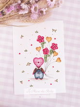 Charger l&#39;image dans la galerie, Affiche illustrée à l&#39;aquarelle sur le thème du printemps, des fleurs et d&#39;un joli coeur. Illustration à encadrer. Décoration intérieure et chambre pour enfants.
