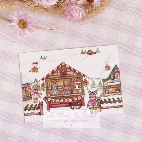carte de voeux carte de noël christmas papeterie illustrée  à l'aquarelle www.lepharedesetoiles.fr Le Pharedesetoiles.fr 