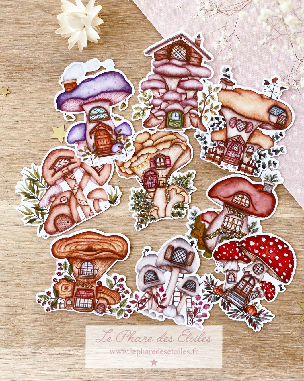 Lot de 9 Stickers Champignons